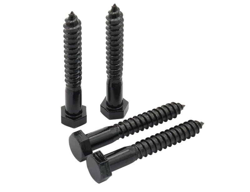 LBY 5pcs Lag Screws, 1/2" x 3-1/2" Hex Head Lag Screws Bolts (with Washers), Heavy-Duty Wood Screws for Decking & Structural Fastening, 304 Stainless Steel, (Black) - Image 1